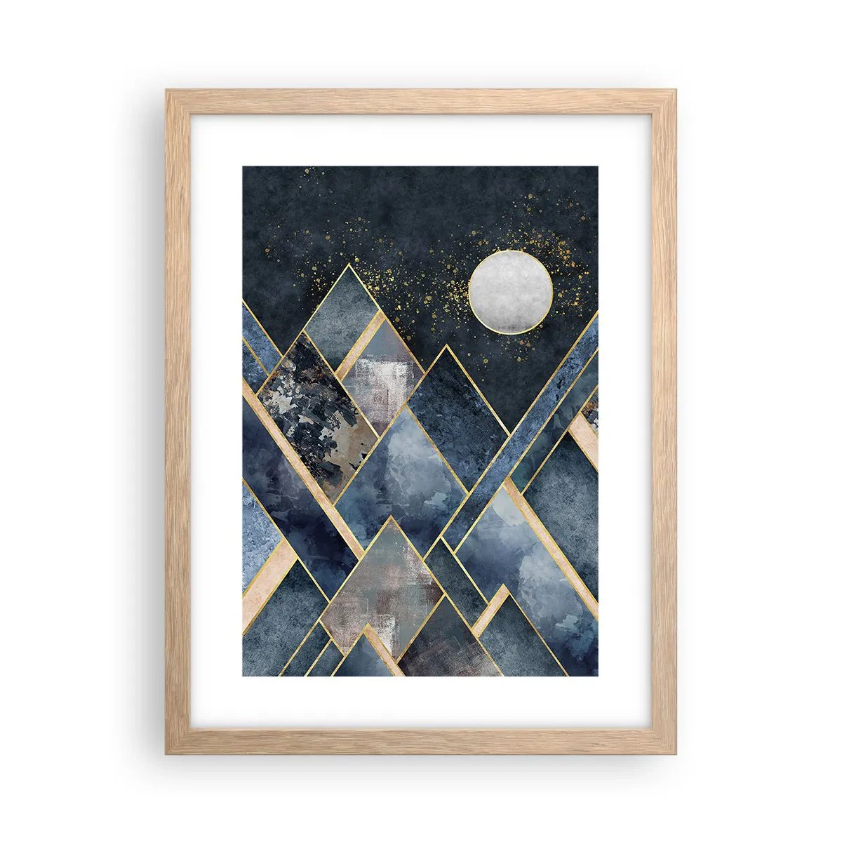 Poster in einem Rahmen aus heller Eiche - Geometrische Landschaft - 30x40 cm
