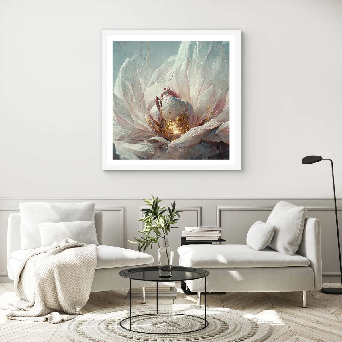 Poster in einem weißen Rahmen - Sie blüht alle hundert Jahre einmal - 50x50 cm