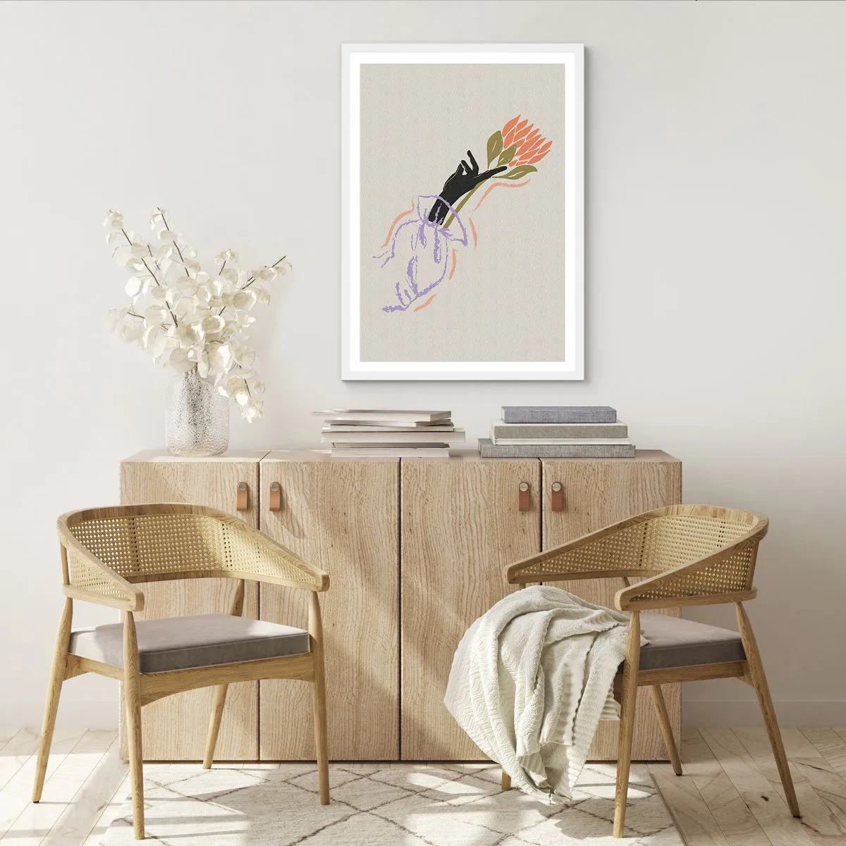 Poster in einem weißen Rahmen - Schwesterliche Berührung - 50x70 cm