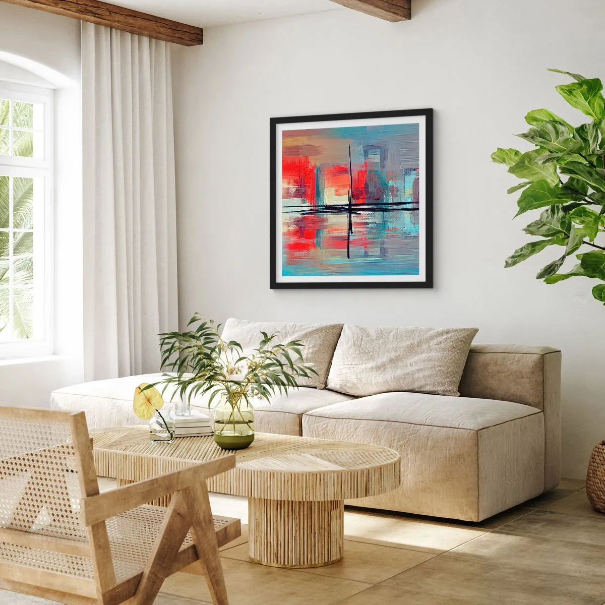 Poster in einem schwarzem Rahmen - Landschaft in einer unbekannten Dimension - 30x30 cm