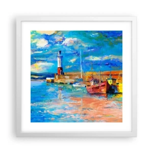 Poster in einem weißen Rahmen - Ein Nachmittag in der Regenbogenbucht - 40x40 cm