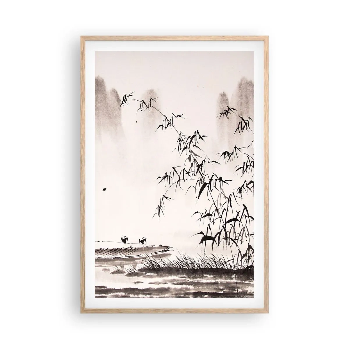 Poster in einem Rahmen aus heller Eiche - Die Stille der Reisfelder - 61x91 cm