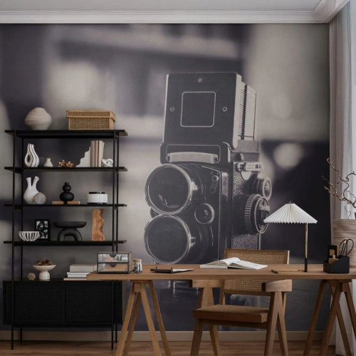 Selbstklebende Fototapete Deluxe Sticker - Zauber alter Fotografie - Retro, Kamera, Jahrgang - 100x70 cm