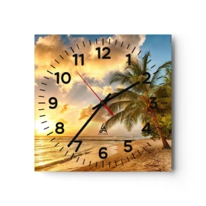 Wanduhr - Glasuhr - Ewiger Sommer, immer Urlaub - 30x30 cm