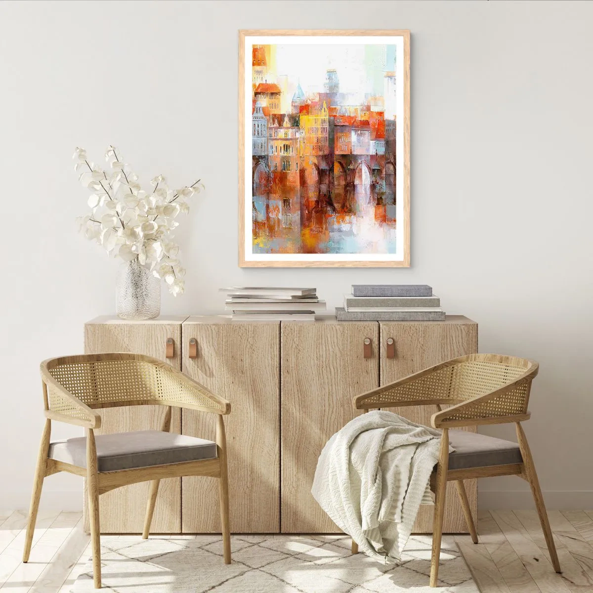 Poster in einem Rahmen aus heller Eiche - Schön ist es auch unter der Brücke - 50x70 cm