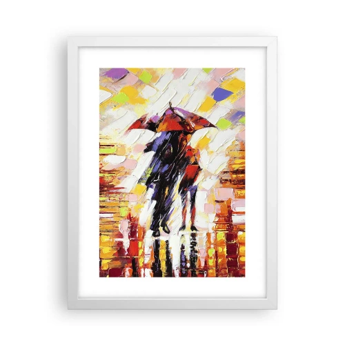 Poster in einem weißen Rahmen - Gemeinsam durch die Nacht und den Regen - 30x40 cm