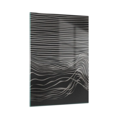 Glasbild - Bild auf glas - Zarte Linien in abstrakter Anordnung auf dunklem Hintergrund - 50x70cm - Rhythmus und Akzent - Moderne Wanddekoration für Wohnzimmer und Schlafzimmer ARTTOR