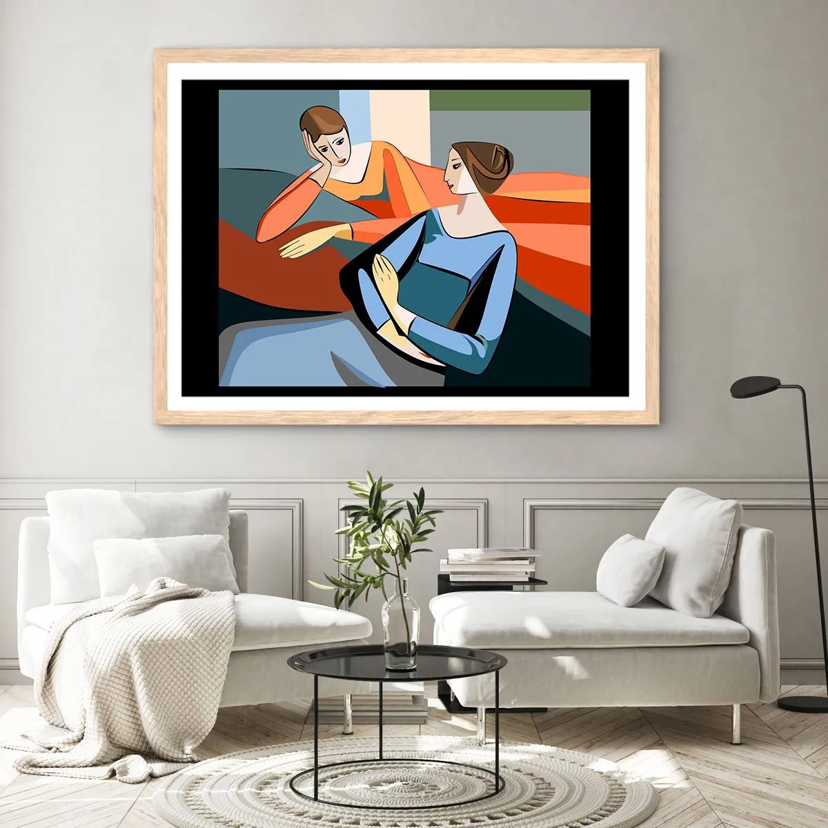 Poster in einem Rahmen aus heller Eiche - Moment der Zuversicht - 91x61 cm