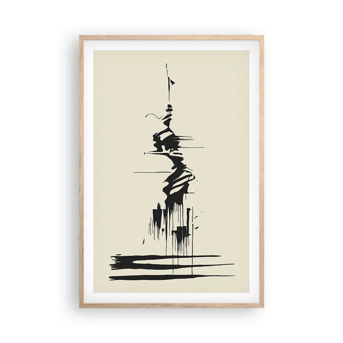 Poster in einem Rahmen aus heller Eiche - Hastige Abstraktion - 61x91 cm