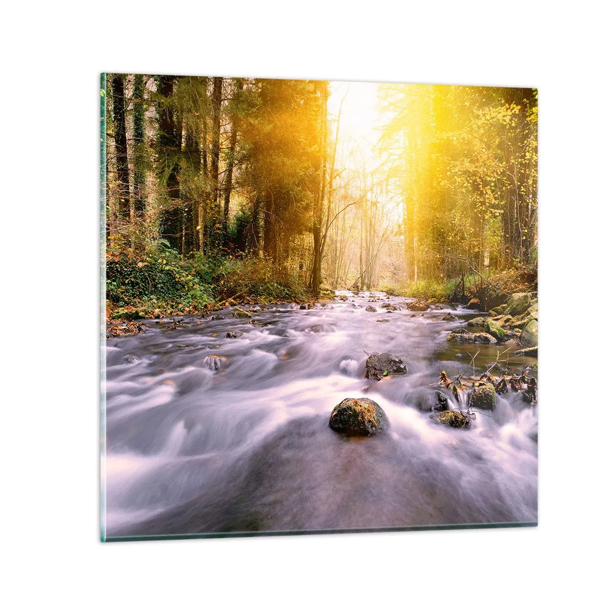 Glasbild - Bild auf glas - Malachit im Silber- und Goldrahmen - 70x70 cm