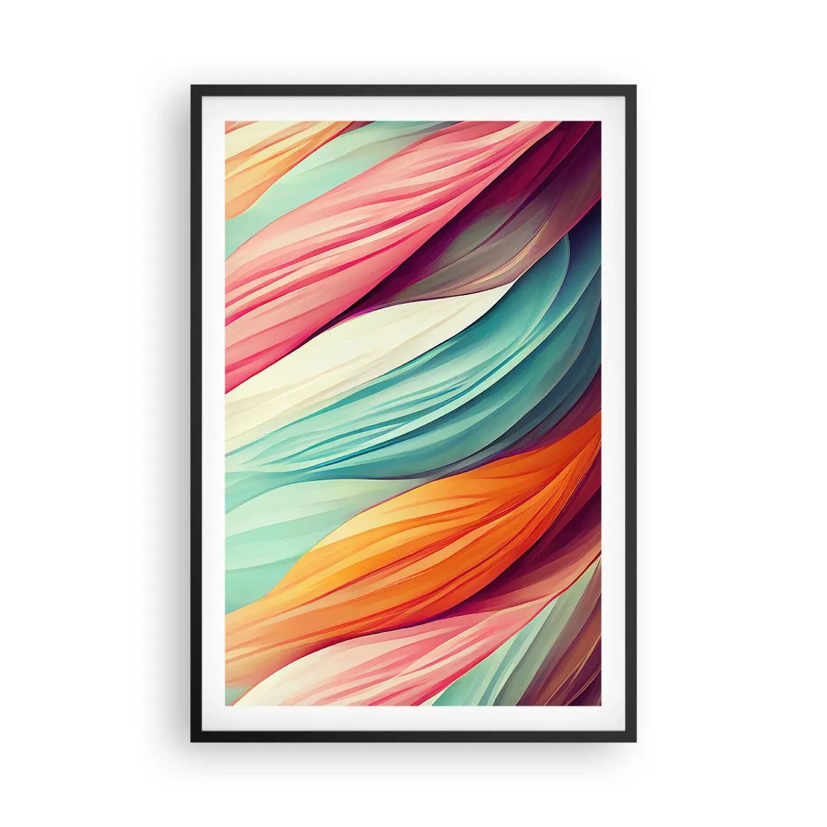Poster in einem schwarzem Rahmen - Regenbogengewebe - 61x91 cm