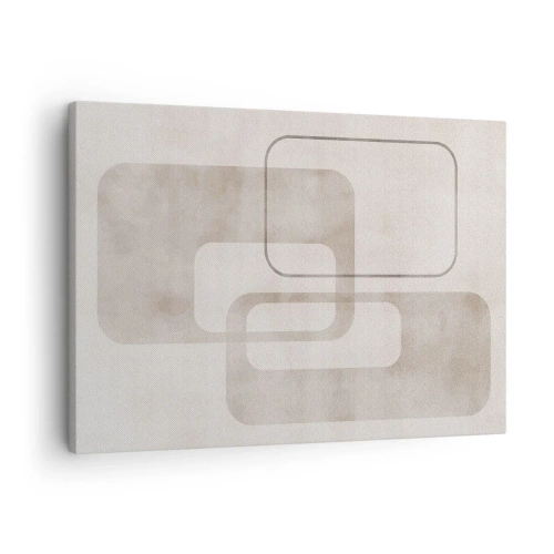 Bild auf Leinwand - Leinwandbild - Eine minimalistische Komposition mit Rechtecken in Beigetönen auf dezentem Hintergrund. - 70x50cm - Geometrische Fuge - Moderne Wanddekoration für Wohnzimmer und Schlafzimmer ARTTOR