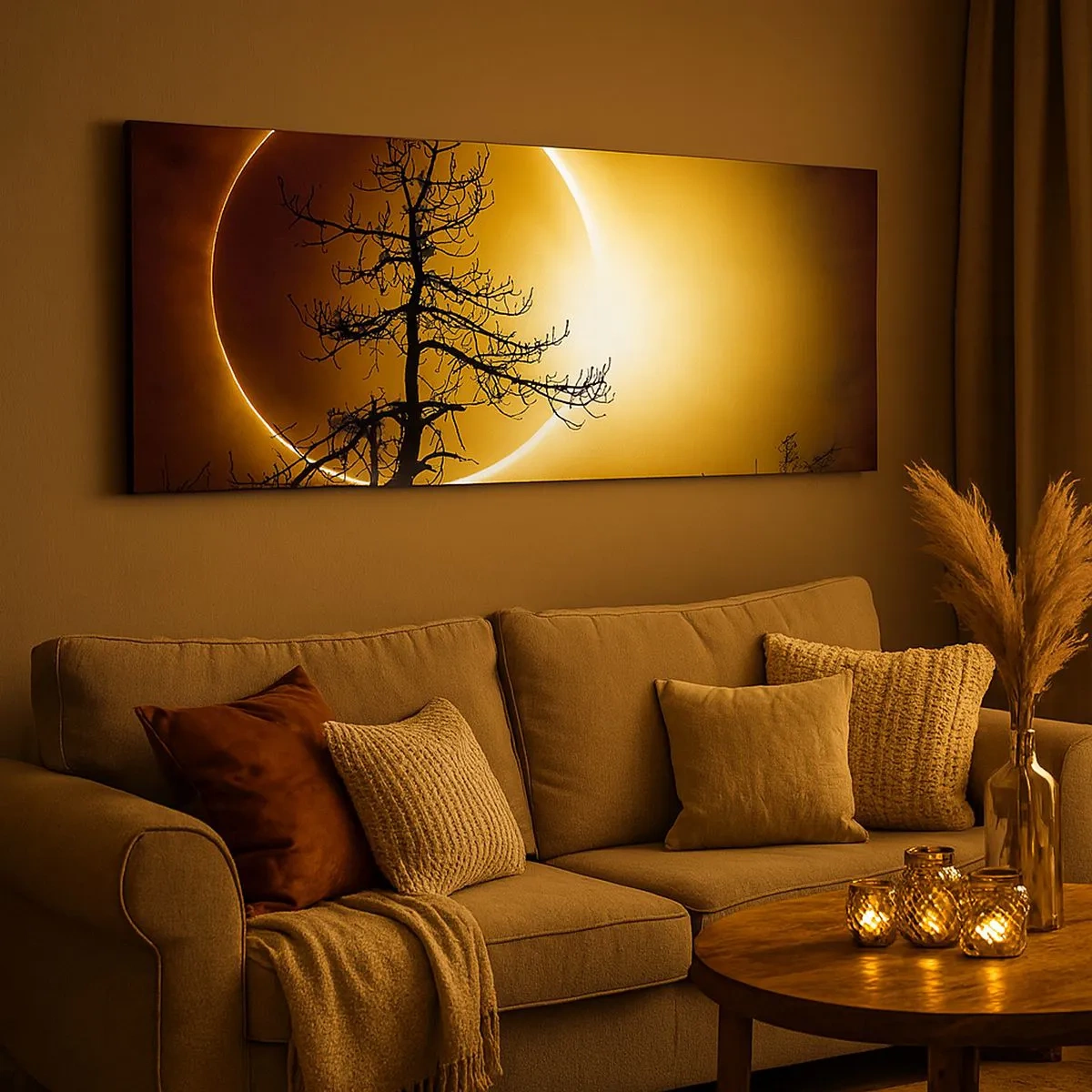 Bild auf Leinwand - Leinwandbild - Totale Finsternis - 100x40 cm