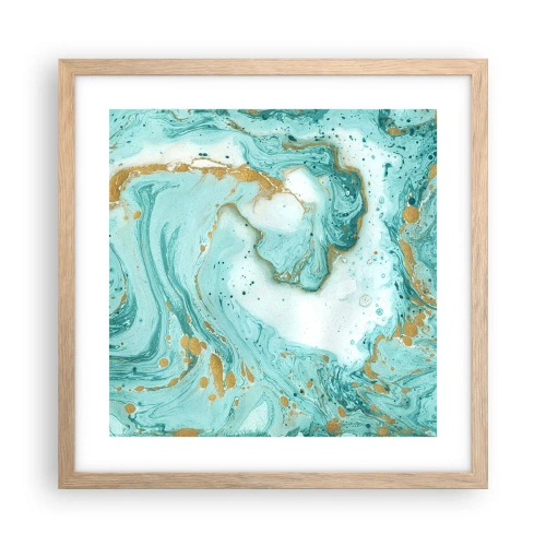 Poster in einem Rahmen aus heller Eiche - Unter der großen Welle der Edo-Ära - 40x40 cm