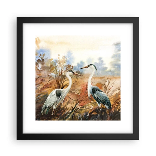 Poster in einem schwarzem Rahmen - Wohin im Herbst? - 30x30 cm