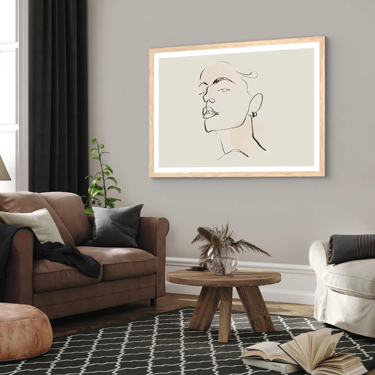 Poster in einem Rahmen aus heller Eiche - Ein stolzer Blick - 91x61 cm