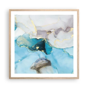 Poster in einem Rahmen aus heller Eiche - Eine Studie über das Zusammentreffen von Grau und Türkis - 60x60 cm