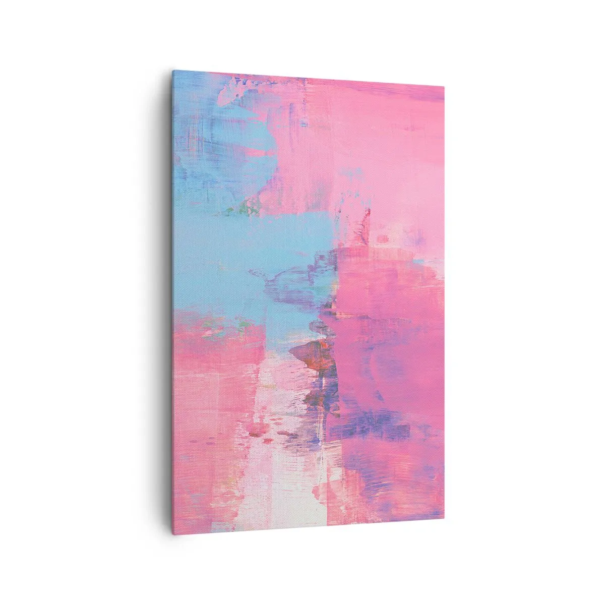 Bild auf Leinwand - Leinwandbild - Abstrakte Komposition in Pink und Blau - 80x120cm - Rosa, Blau und eine Prise Licht - Moderne Wanddekoration für Wohnzimmer und Schlafzimmer ARTTOR