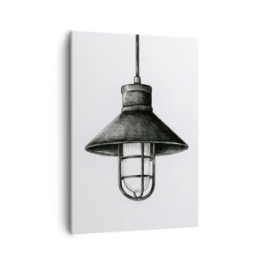 Bild auf Leinwand - Leinwandbild - Zeichnung einer Retro-Hängelampe auf weißem Hintergrund - 50x70cm - Wie vor Jahren… - Moderne Wanddekoration für Wohnzimmer und Schlafzimmer ARTTOR