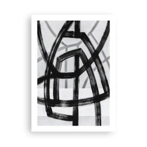 Poster - Geometrische schwarze Linien auf hellem Hintergrund in einer abstrakten Komposition - 50x70cm - Bautiefe - Moderne Wanddekoration für Wohnzimmer und Schlafzimmer ARTTOR