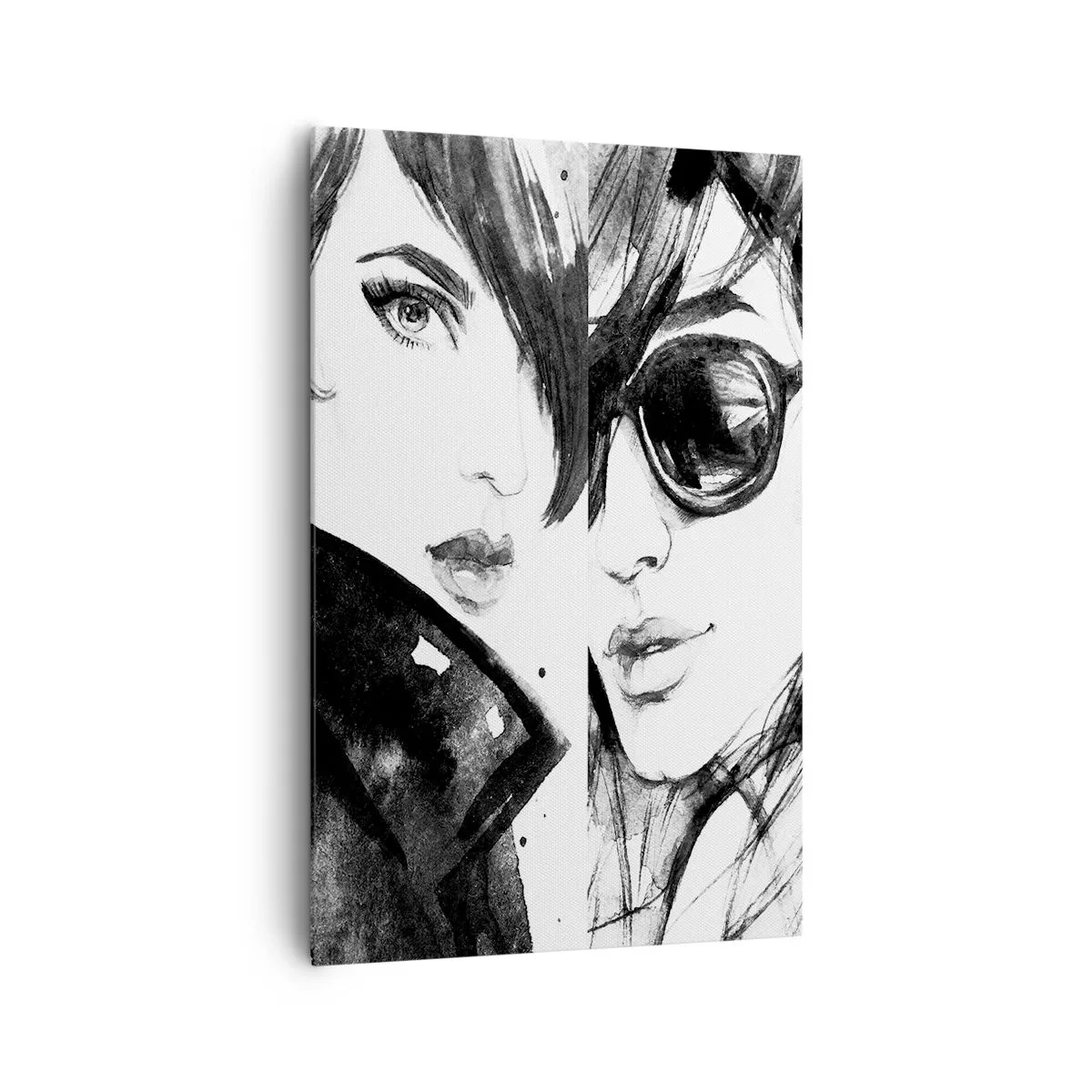 Bild auf Leinwand - Leinwandbild - Stilvolle Frauenporträts in monochromen Tönen - 80x120cm - Schönheit multipliziert - Moderne Wanddekoration für Wohnzimmer und Schlafzimmer ARTTOR