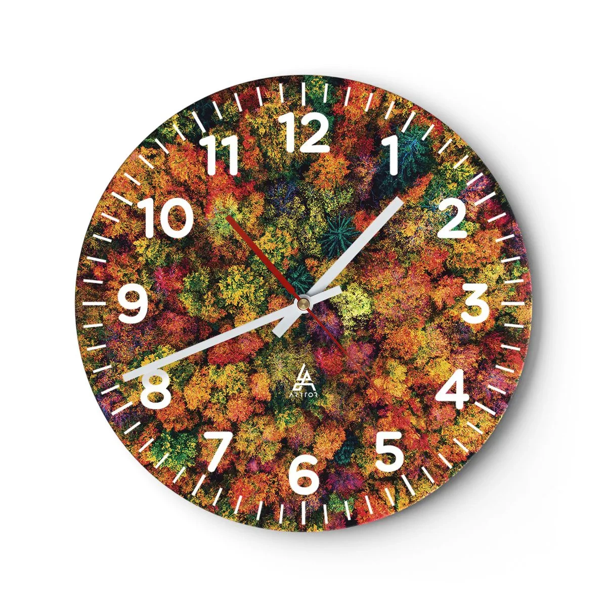 Wanduhr - Glasuhr - Blumenstrauß aus Herbstbäumen - 30x30 cm