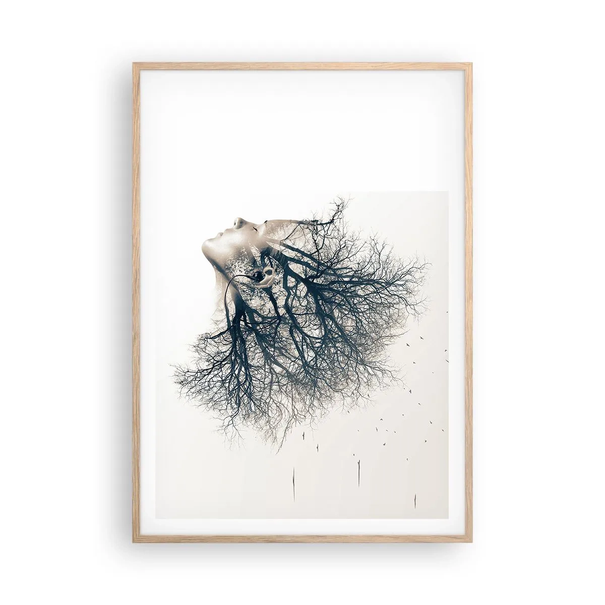 Poster in einem Rahmen aus heller Eiche - Dem Rauschen der Bäume lauschen - 70x100 cm