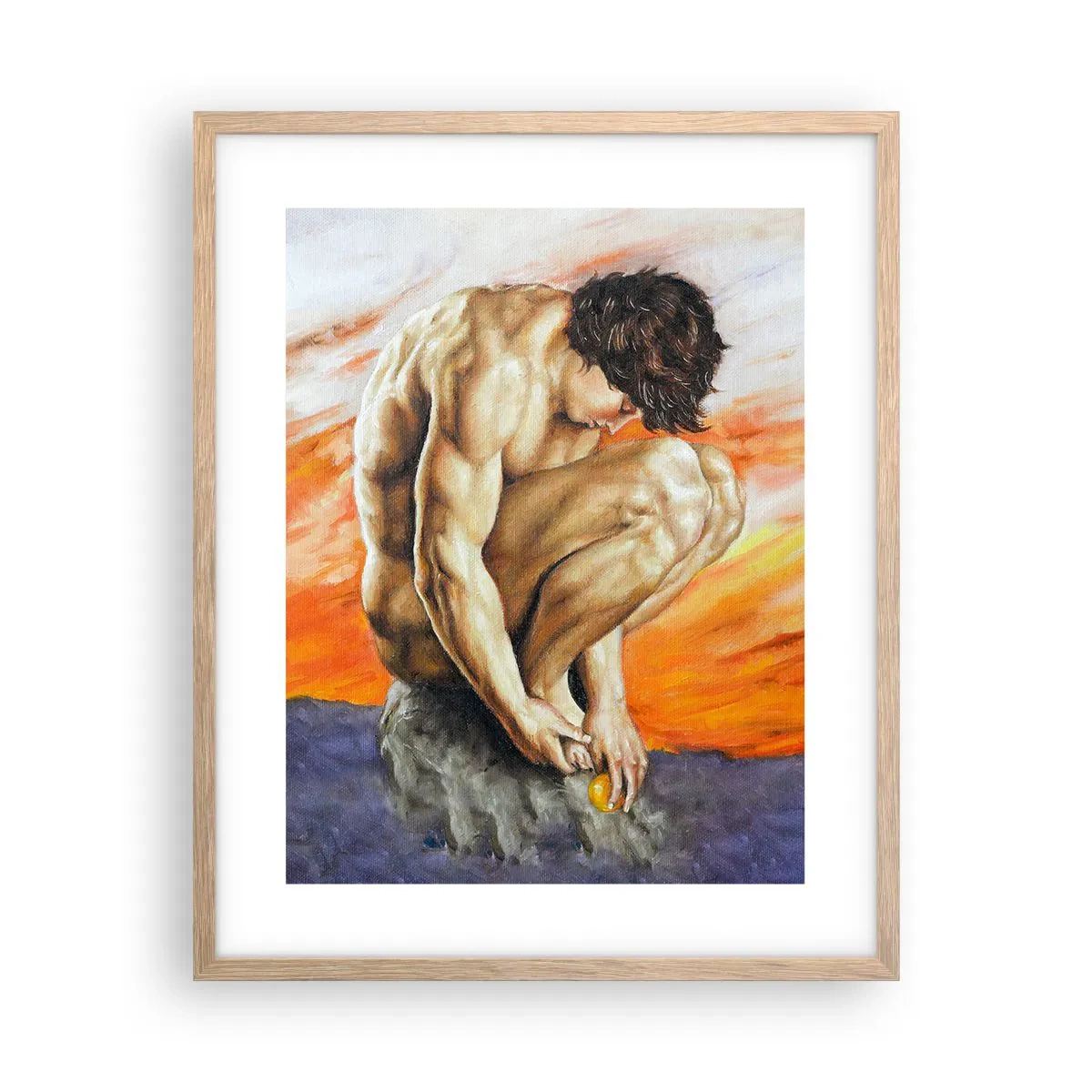 Poster in einem Rahmen aus heller Eiche - In sich versunken - 40x50 cm