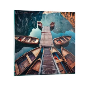 Glasbild - Bild auf glas - Ich warte am Yachthafen - 40x40 cm