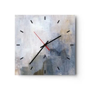 Wanduhr - Glasuhr - Dezente abstrakte Punkte in Blau- und Beigetönen - 30x30cm - Farbtöne und Akkorde - Moderne Wanddekoration für Wohnzimmer und Schlafzimmer ARTTOR