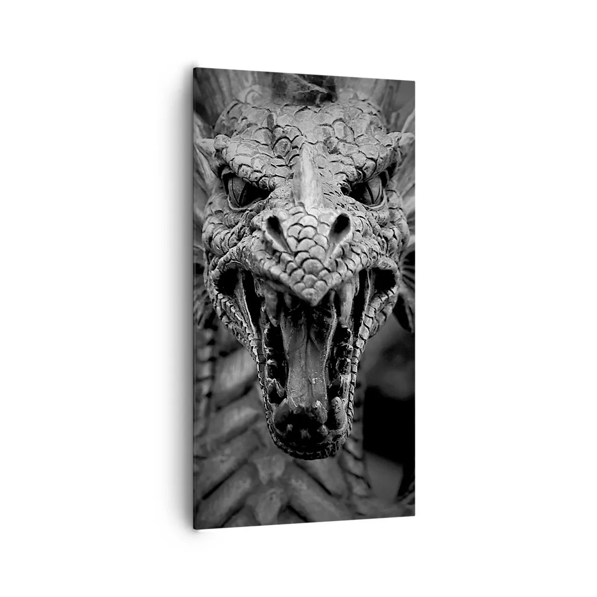 Bild auf Leinwand - Leinwandbild - Ein märchenhafter Drache in Grau - 65x120 cm