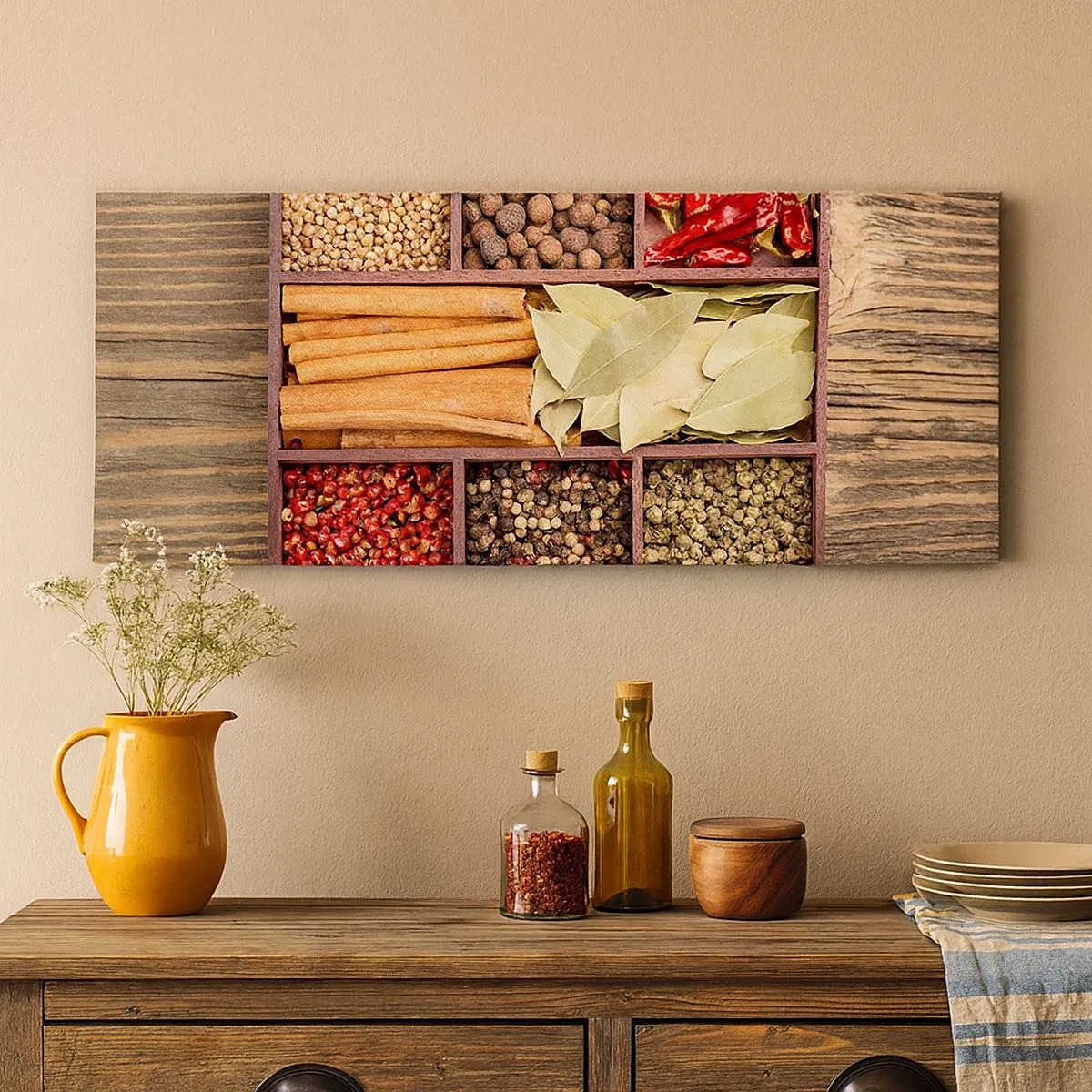 Bild auf Leinwand - Leinwandbild - Ordnung der Formen, Bouquet von Aromen - 100x40 cm