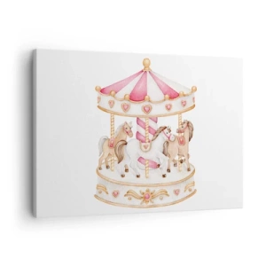 Bild auf Leinwand - Leinwandbild - Buntes Vintage-Karussell mit Pferden - 70x50cm - Süße Welt der Kindheit - Moderne Wanddekoration für Wohnzimmer und Schlafzimmer ARTTOR