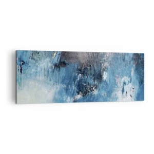 Bild auf Leinwand - Leinwandbild - Abstrakte Pinselstriche in Blautönen - 140x50cm - Rhapsodie in Blau - Moderne Wanddekoration für Wohnzimmer und Schlafzimmer ARTTOR