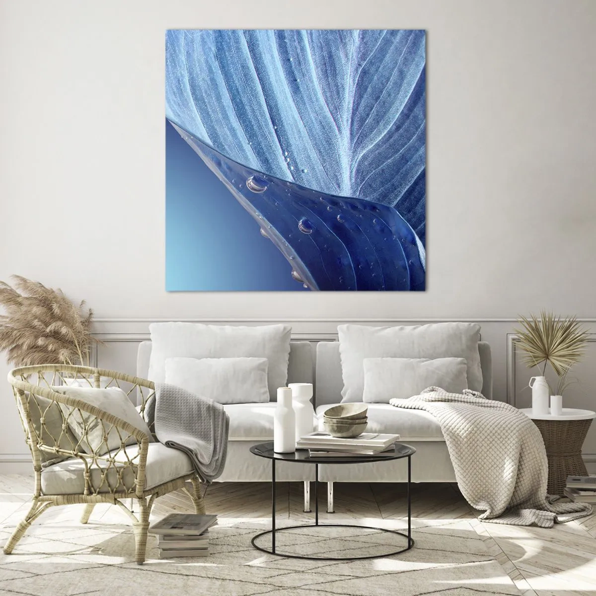 Glasbild - Bild auf glas - Versteckte Tropfen vom Blau - 30x30 cm