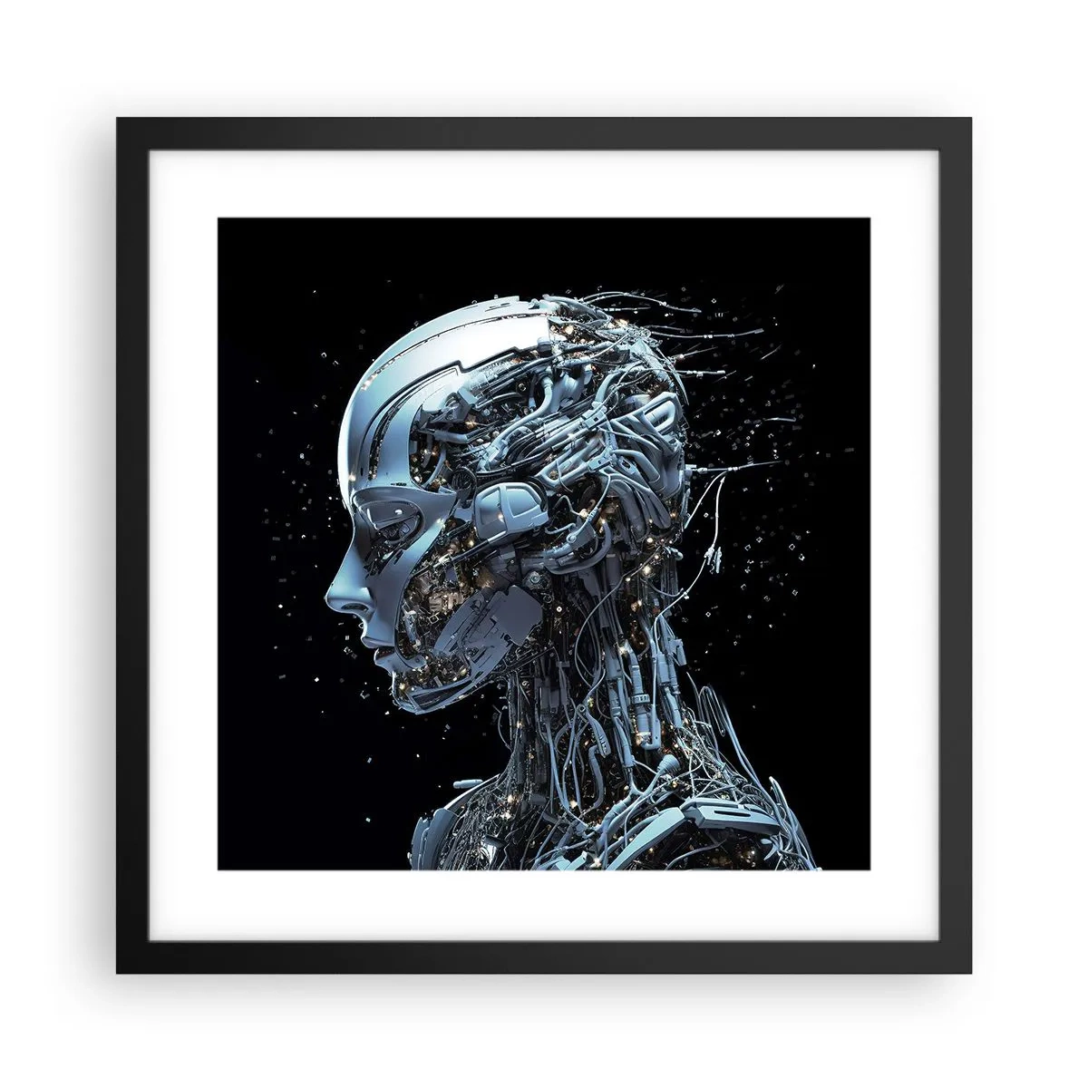 Poster in einem schwarzem Rahmen - Technologie ist eine Frau - 40x40 cm