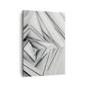 Bild auf Leinwand - Leinwandbild - Eine abstrakte Komposition aus geometrischen Formen in Grautönen. - 50x70cm - Spitzwinklige Knospen - Moderne Wanddekoration für Wohnzimmer und Schlafzimmer ARTTOR