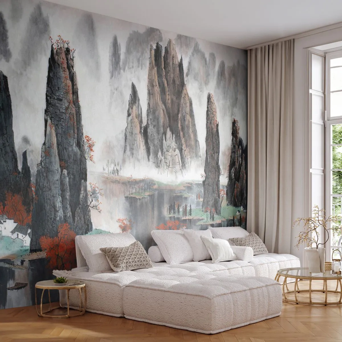 Fototapete Premium Canvas - Mächtige Wächter - Abstraktion, Fantasie, Landschaft - 450x315 cm