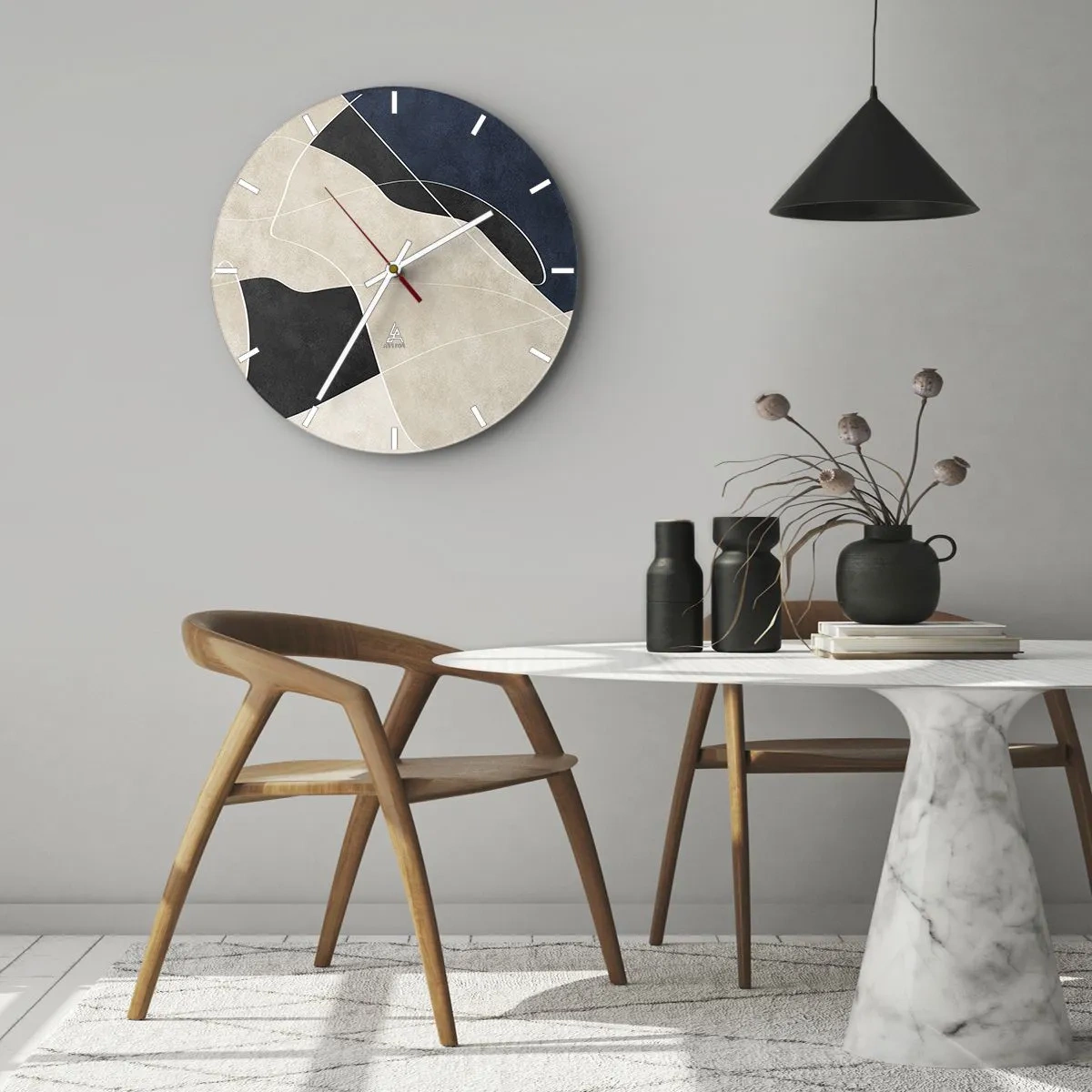 Wanduhr - Glasuhr - Abstrakte Komposition – Farbkontrast - 30x30 cm