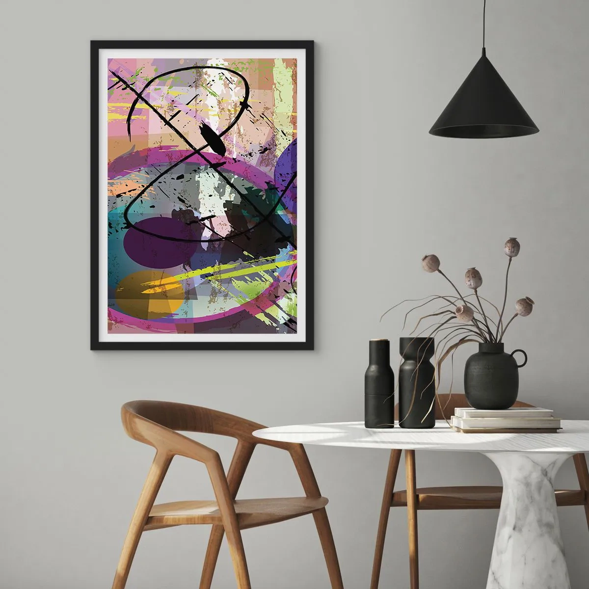 Poster in einem schwarzem Rahmen - Du kannst geradeaus oder umhergehen - 61x91 cm