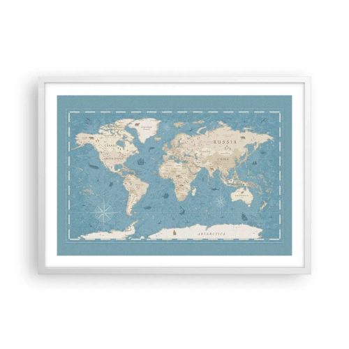 Poster in einem weißen Rahmen - Die Welt liegt zum Greifen nah - 70x50 cm