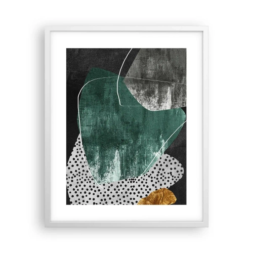 Poster in einem weißen Rahmen - Bunte Abstraktion mit Blattgold - 40x50 cm