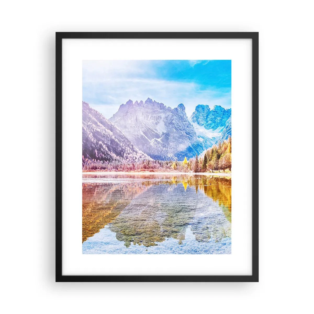 Poster in einem schwarzem Rahmen - Und in den Bergen ist es schon Herbst - 40x50 cm