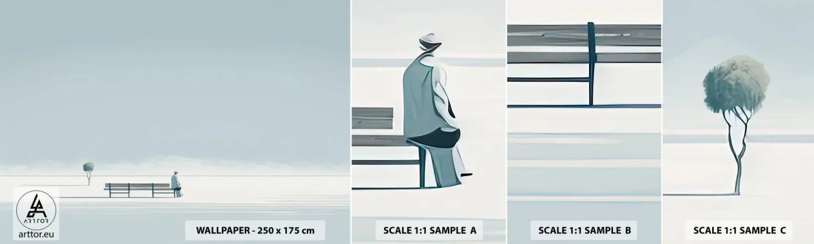 Fototapetenmuster Standard Eco - Ja, ich warte. - Minimalistisch, Einsam, Mann - 100x30 cm