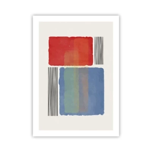 Poster - Abstrakte Komposition mit roten und blauen Rechtecken - 50x70cm - Der Geist und der Buchstabe der Geometrie - Moderne Wanddekoration für Wohnzimmer und Schlafzimmer ARTTOR