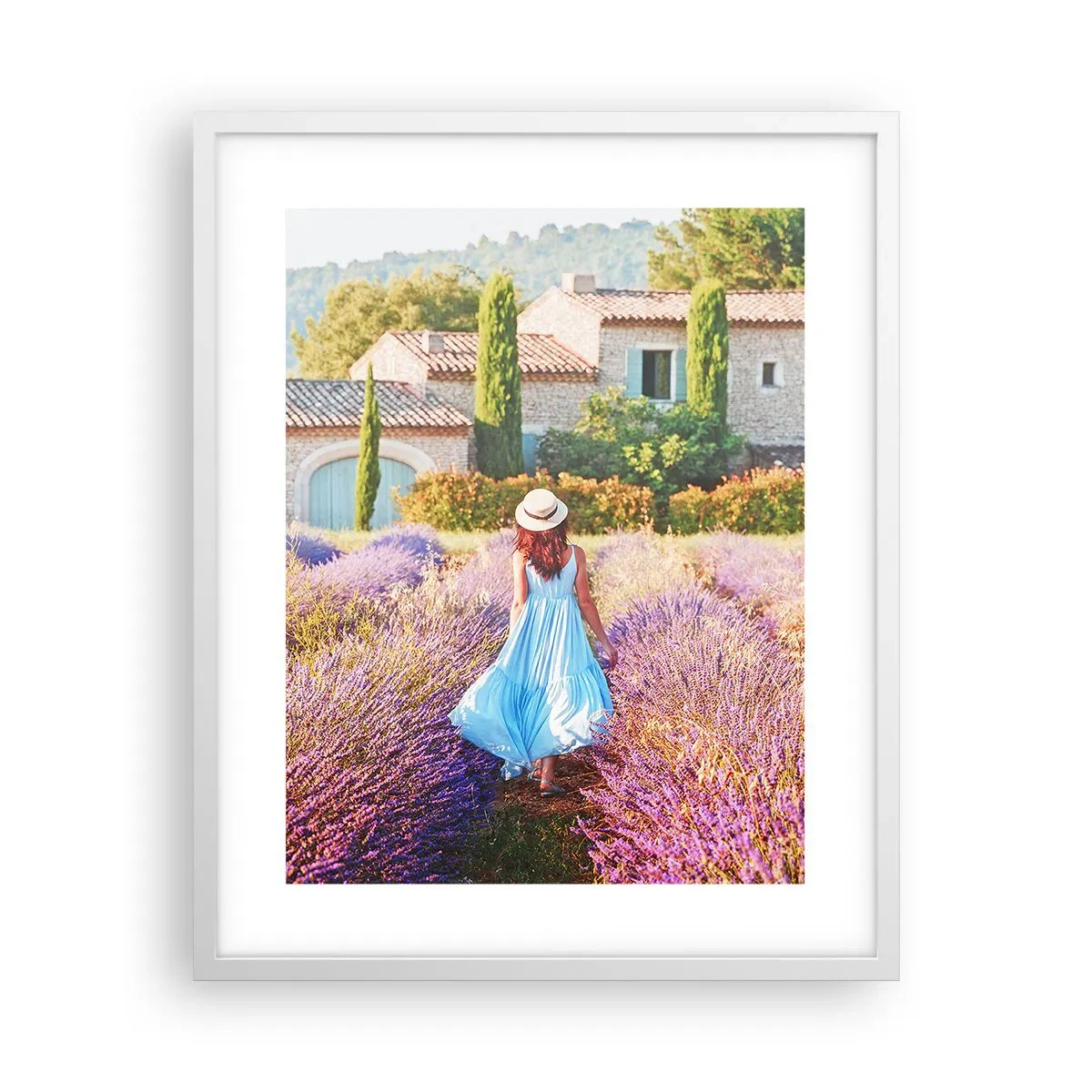 Poster in einem weißen Rahmen - Lavendel Mädchen - 40x50 cm
