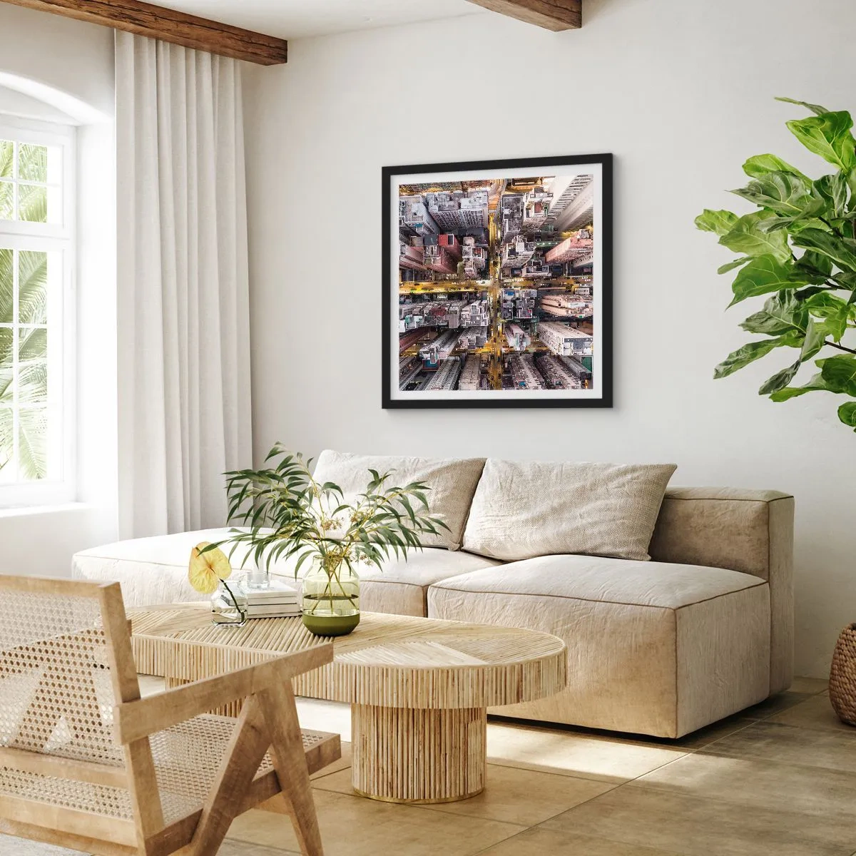 Poster in einem schwarzem Rahmen - Grüße aus Hongkong - 40x40 cm