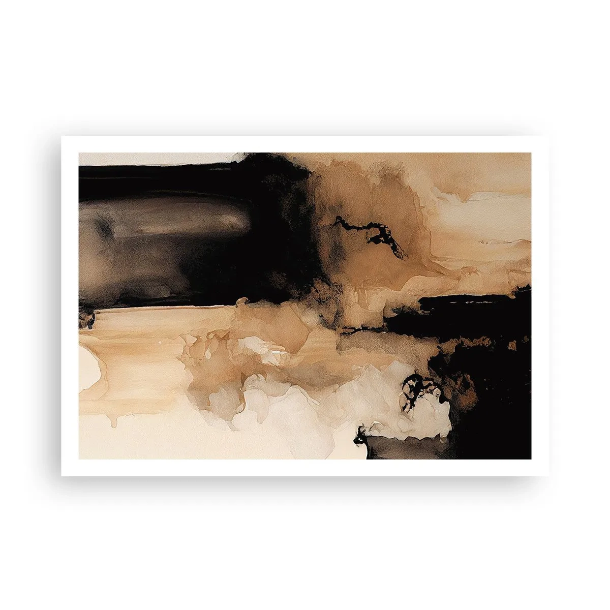 Poster - Abstrakte Komposition in Braun- und Schwarztönen - 100x70cm - Faszinierende Abstraktion - Moderne Wanddekoration für Wohnzimmer und Schlafzimmer ARTTOR