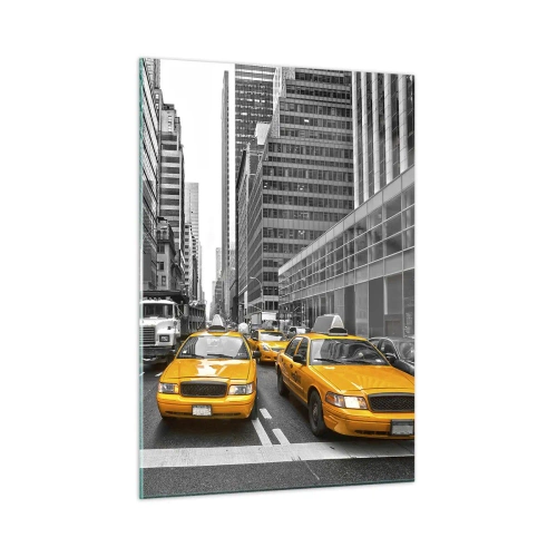 Glasbild - Bild auf glas - Gelbe Taxis auf den Straßen von New York - 50x70cm - Wir färben die Stadt - Moderne Wanddekoration für Wohnzimmer und Schlafzimmer ARTTOR