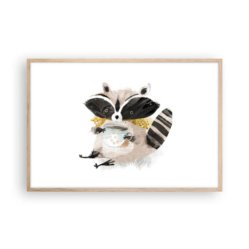 Poster in einem Rahmen aus heller Eiche - Mein Freund der Waschbär - 91x61 cm